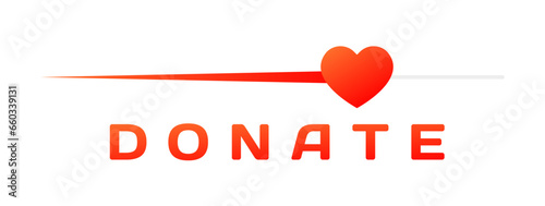 Donate icon. Flat, red, heart icon, donate button. Vector icon