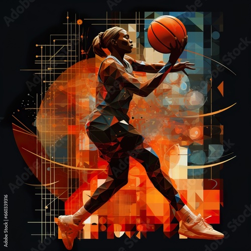 Digital Neo-Classical Basketball Illustration
