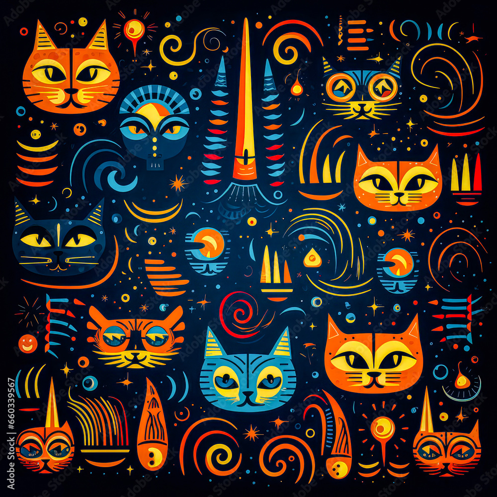 Meow-some Background Pattern: A Playful Display of Feline Friends