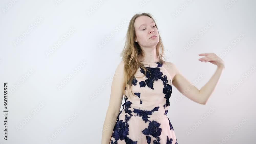 Slow motion dance of a thoughtful Caucasian performer Slow motion dance of a thoughtful Caucasian performer