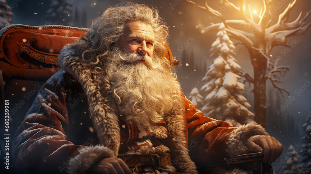 santa claus in the snow background
