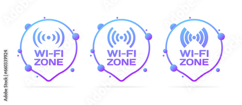 WI-FI zone icons. Flat, purple, WI-FI zone icons, WI-FI zone. Vector icons