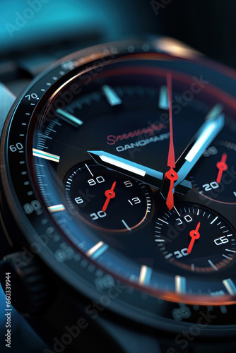 Wristwatch closeup. Luxury wristwatch. 3D rendering