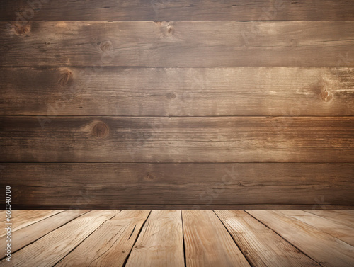 wooden floor with wooden wall for product showcase