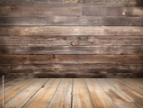wooden floor with wooden wall for product showcase