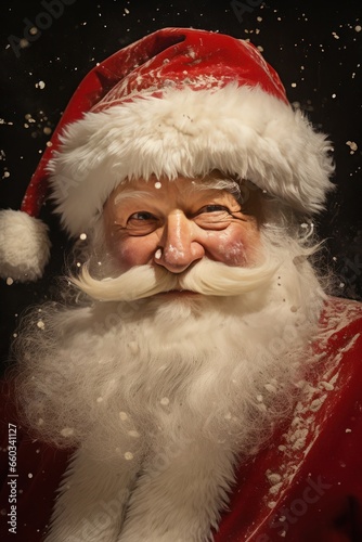 Portrait of Santa Claus with a white beard and mustache