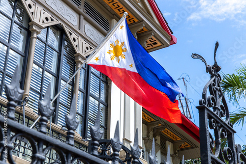 Philippine national flag hoisted at Malacanang Palace, Manila , Philippines
