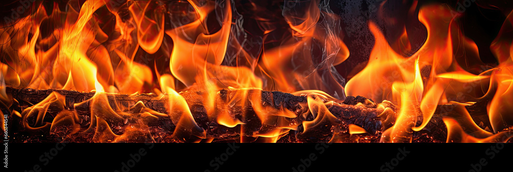 Fire flames on dark background. Generative Ai Fire flames on dark background. Generative Ai