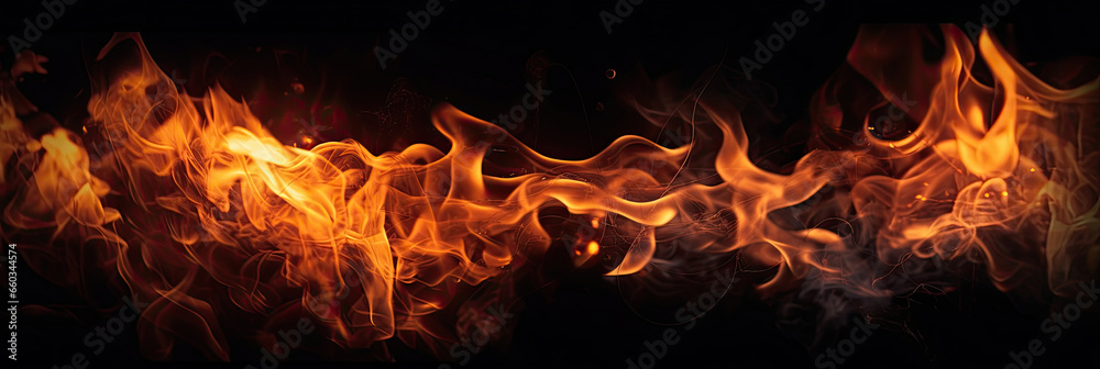 Fire flames on dark background. Generative Ai Fire flames on dark background. Generative Ai