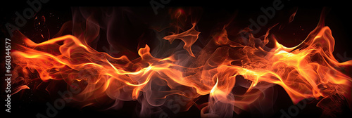 Fire flames on dark background. Generative Ai