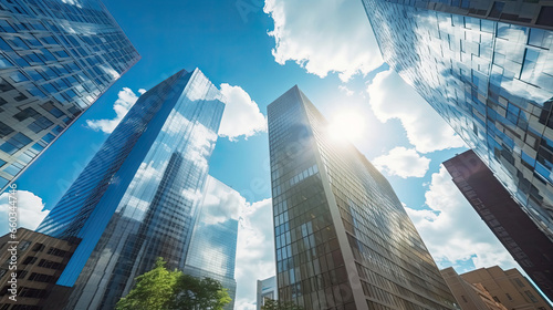 Group of modern office buildings in the capital. Skyscape. Generative Ai