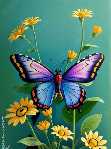 Free A Charming Illustration Colorful Butterfly Animation, Generative AI