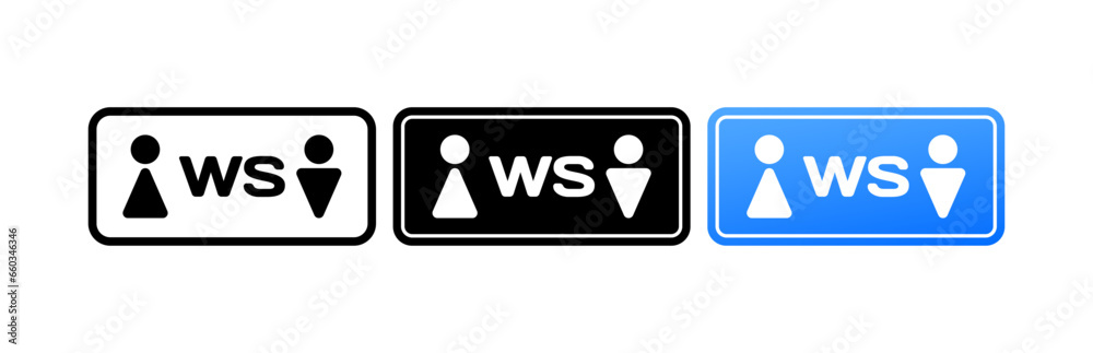 WS toilet icon. Different styles, color, toilet icon, WS sign. Vector icons WS toilet icon. Different styles, color, toilet icon, WS sign. Vector icons