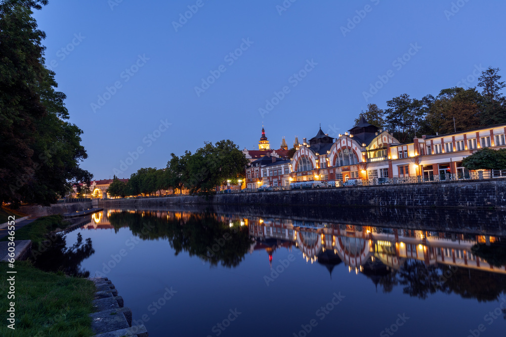 Evening on the waterfront with historic houses
