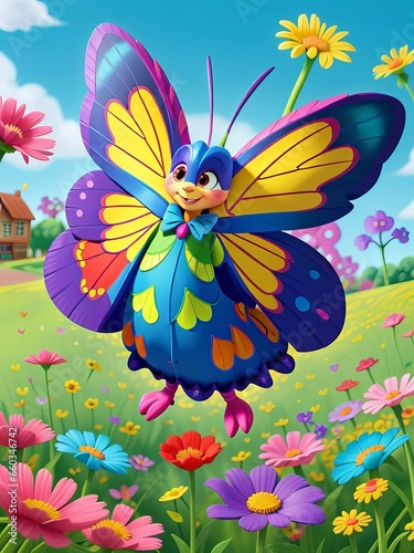 Free A Charming Illustration Colorful Butterfly Animation  Generative AI