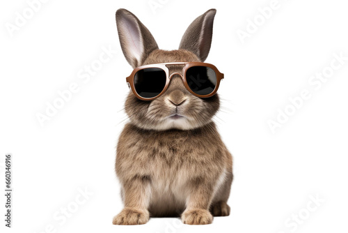 Cool Bunny in Aviator Sunglasses on isolated background