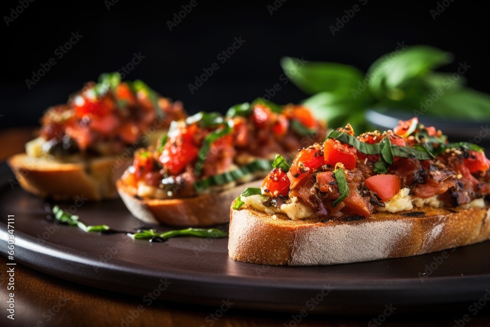tuna bruschetta topped with a sprinkle of paprika tuna bruschetta topped with a sprinkle of paprika