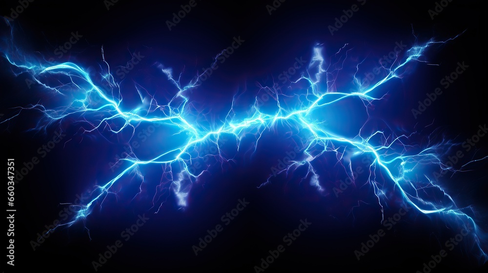 Abstract blue lightning on dark background