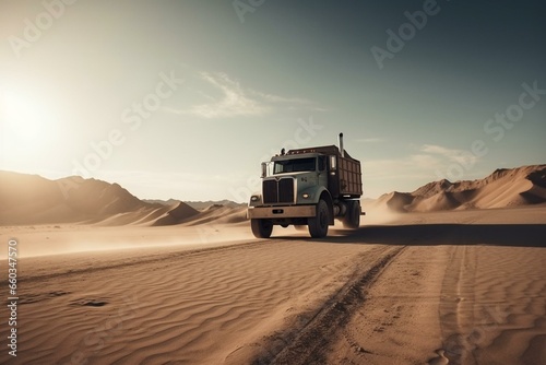 truck in the desert. Generative AI