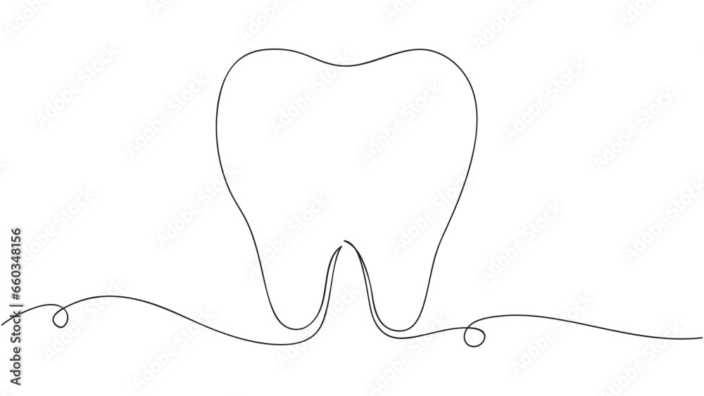 Tooth icon in continuous line drawing style. Vector illustration. Tooth icon in continuous line drawing style. Vector illustration.