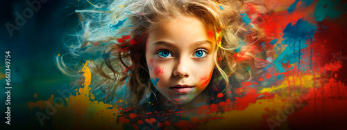 The child got dirty with paints. Generative AI. © Яна Ерік Татевосян