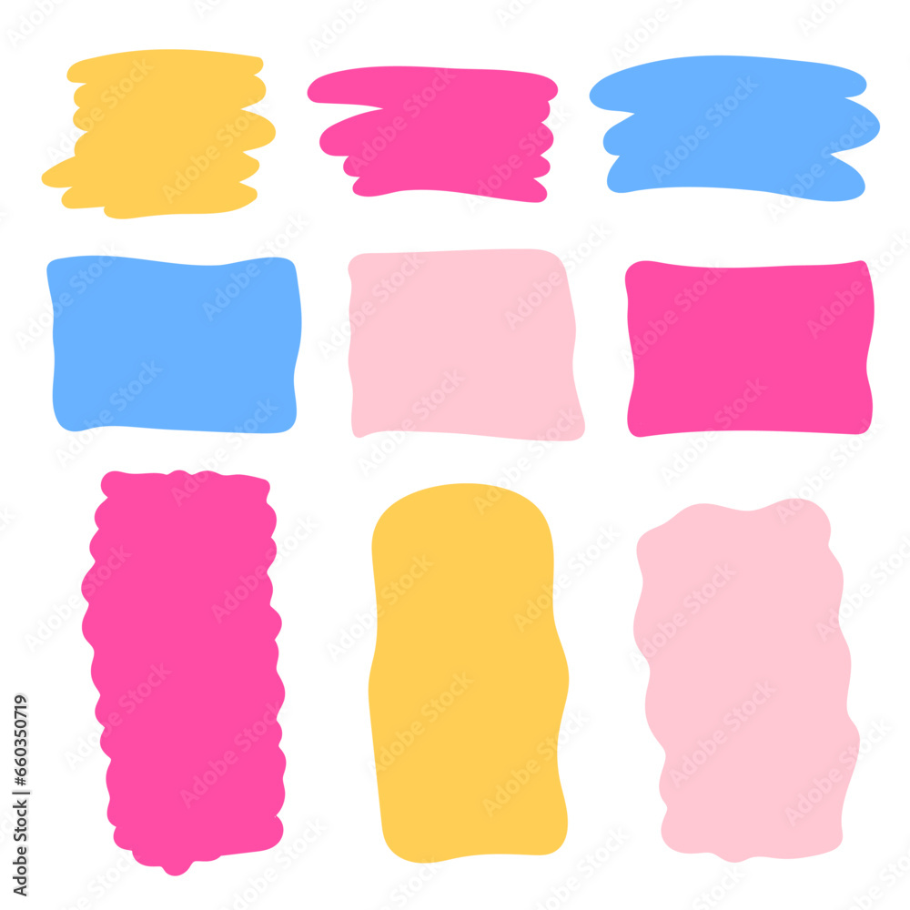 Hand drawn quote box collection. Colorful doodle shapes. Empty speech bubble set for your text Hand drawn quote box collection. Colorful doodle shapes. Empty speech bubble set for your text