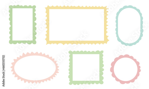 Hand drawn frames collection. Colorful doodle shapes of square and round borders 
