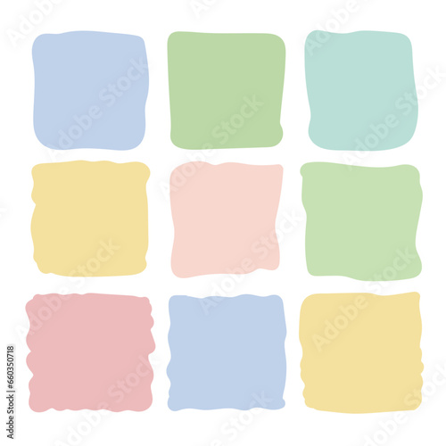 Colorful rectangle doodle shape collection. Hand drawn quote frame set. Empty text box vector illustration