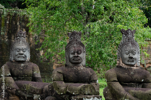 Three Buddhist Deities in Angkor Wat in Cambodia
