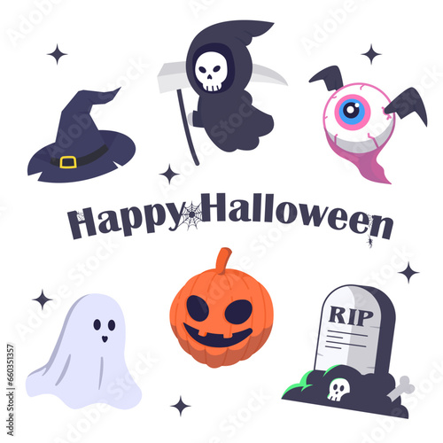 set of Halloween elements