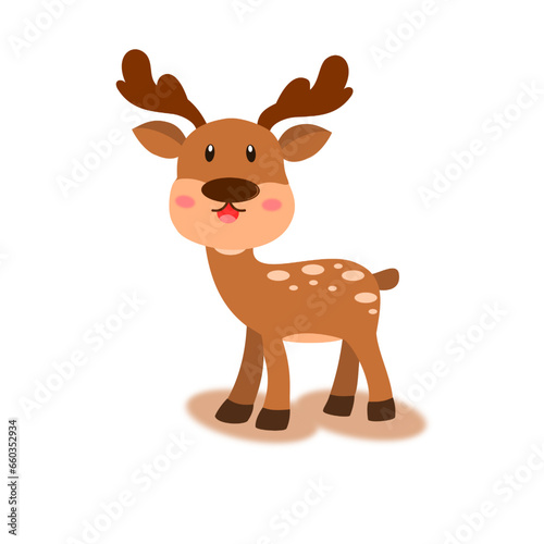 Cute deer on white background. Illustration. Vector