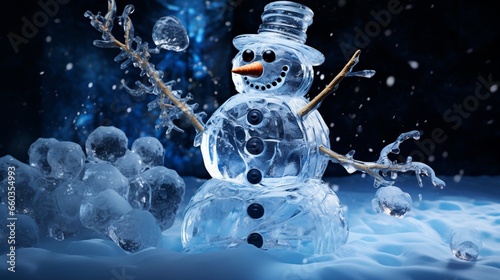 a breathtaking ice snowman that captures the imagination with its artistry.  photo