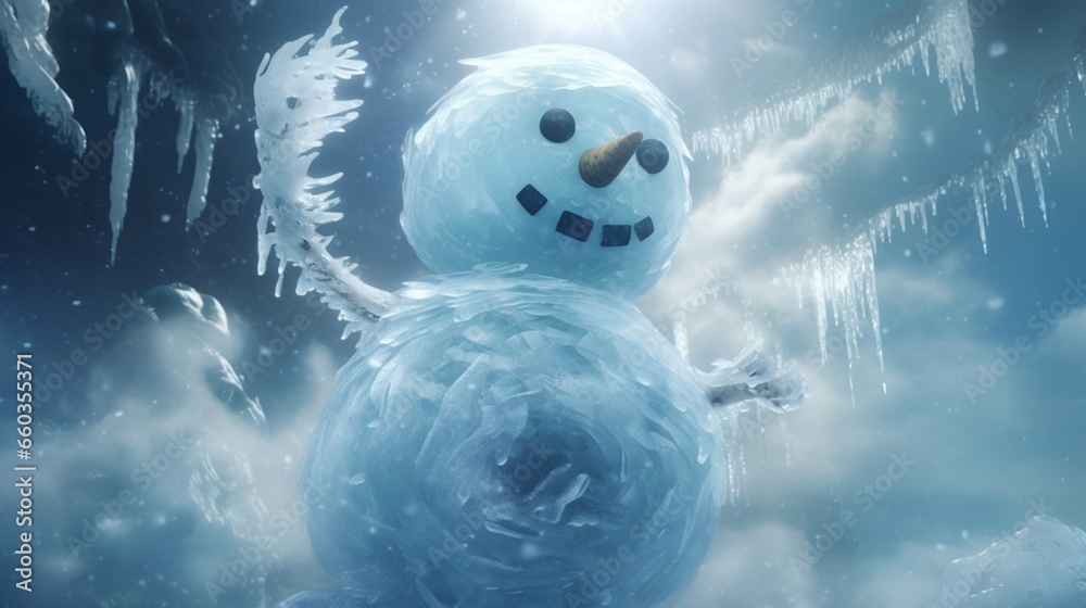 Obraz premium a captivating ice snowman that stands as a testament to artistic brilliance. 