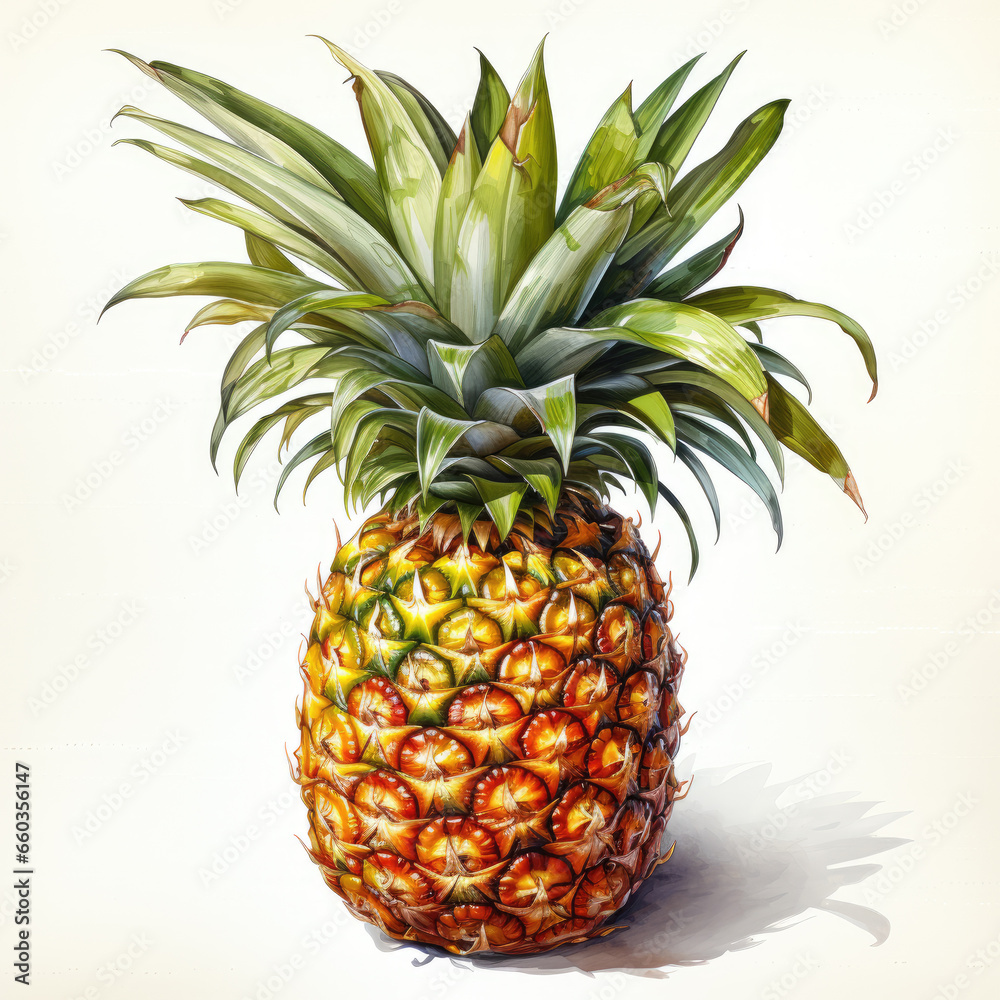 Fototapeta premium watercolor Pineapple clipart, Generative Ai
