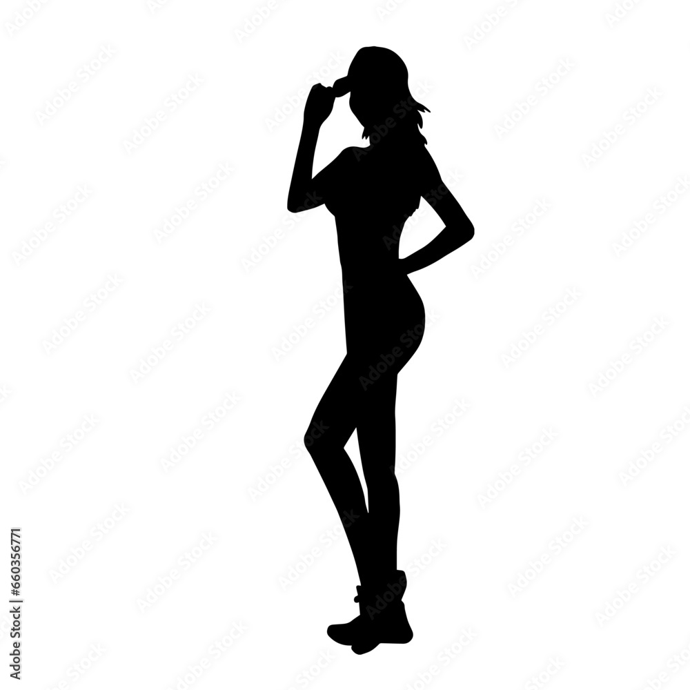 Silhouette of a female model slim or slender body curves.