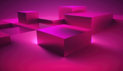 Acrylglasbilder Pantone 2023 Viva Magenta Generative AI, Beautiful gradient scene landscape with viva magenta pink color, horizontal wallpaper. Abstract studio room geometric background    © DELstudio
