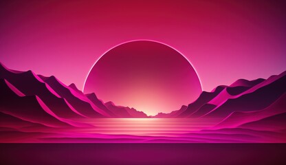 Acrylglasbilder Pantone 2023 Viva Magenta Generative AI, Beautiful gradient scene landscape with viva magenta pink color, horizontal wallpaper. Abstract studio room geometric background    © DELstudio