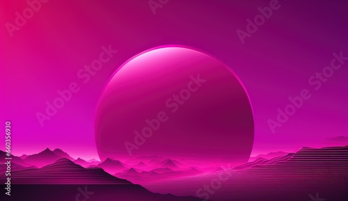 Generative AI, Beautiful gradient scene landscape with viva magenta pink color, horizontal wallpaper. Abstract studio room geometric background   © DELstudio