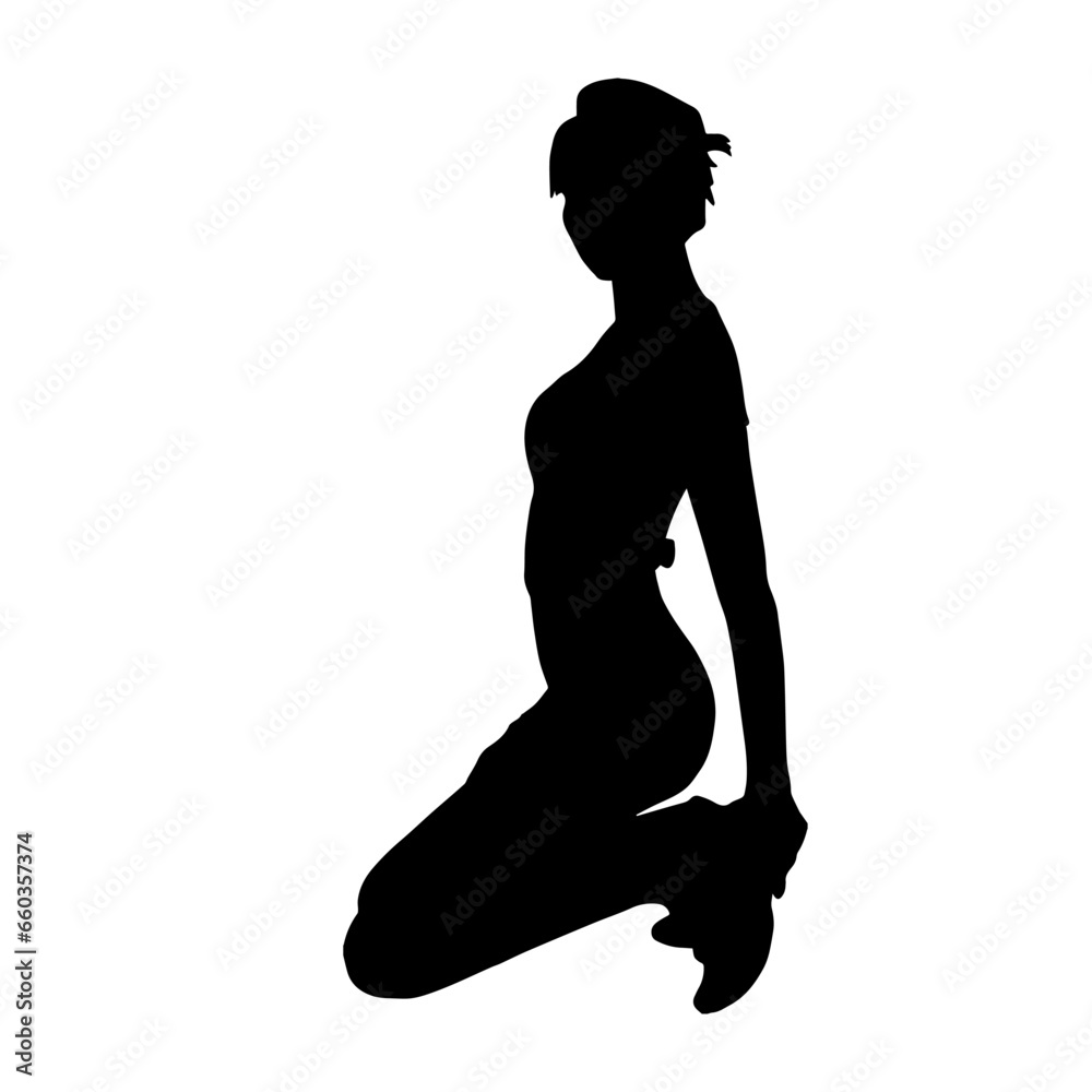 Silhouette of a female model slim or slender body curves.