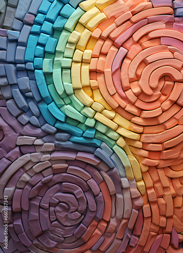 Rainbow colors on brick wall, interior concept with copy space.