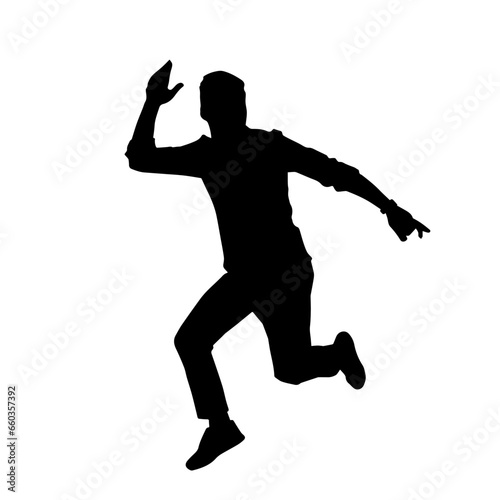 Silhouette of a male dancer in performing pose. Silhouette of a dancing man.