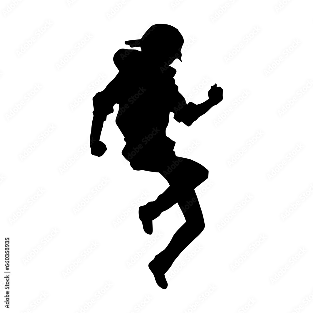 Silhouette of a teenager in dance motion. Silhouette of a dancer in action pose.