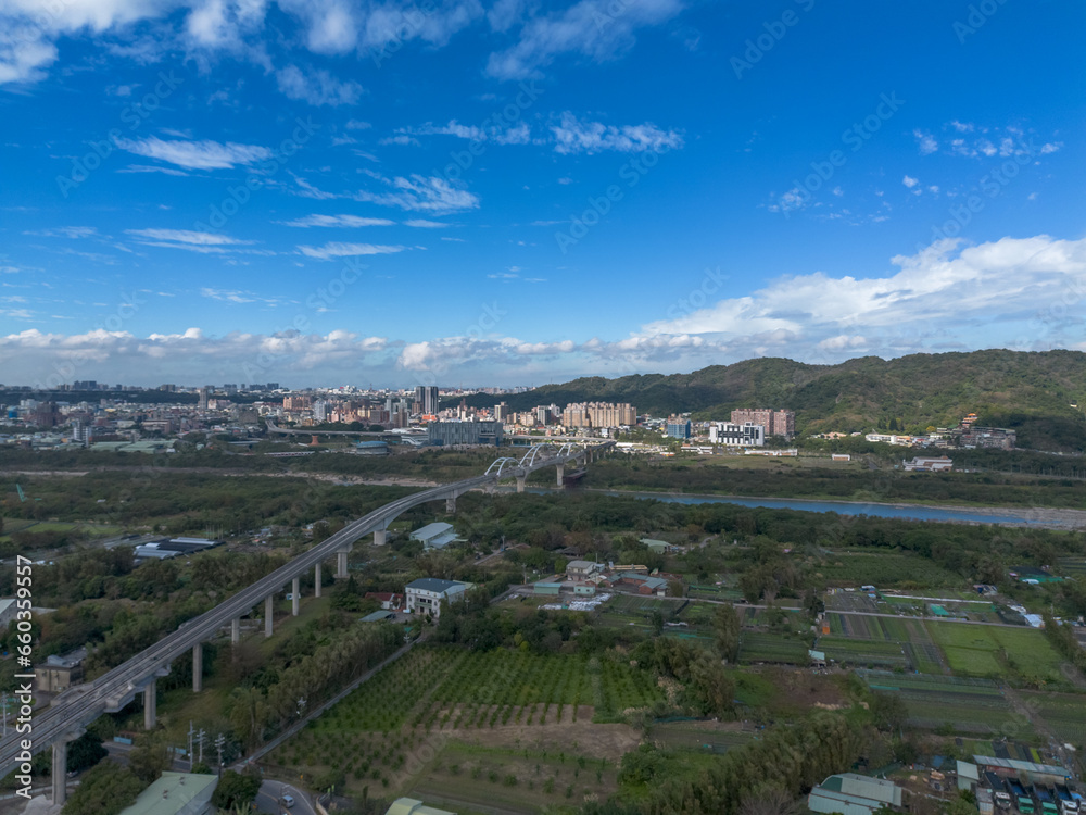 Aerial view of Sanxia District in New Taipei City, Taiwan. National Taipei University (NTPU) located here.
