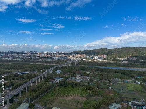 Aerial view of Sanxia District in New Taipei City, Taiwan. National Taipei University (NTPU) located here. © Christian