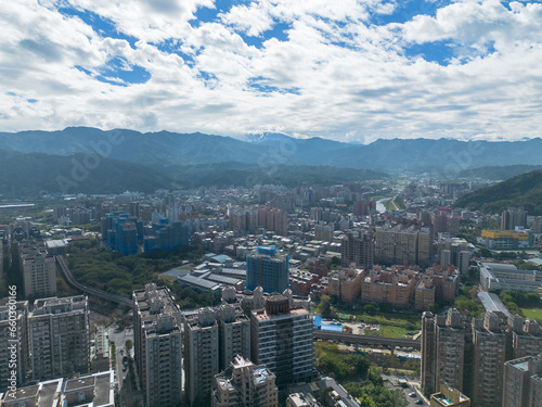 Aerial view of Sanxia District in New Taipei City, Taiwan. National Taipei University (NTPU) located here.