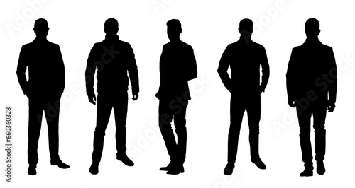 Silhouette of businessmen wearing suit instanding pose.