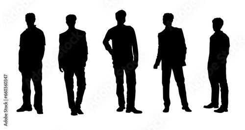 Silhouette of businessmen wearing suit instanding pose.