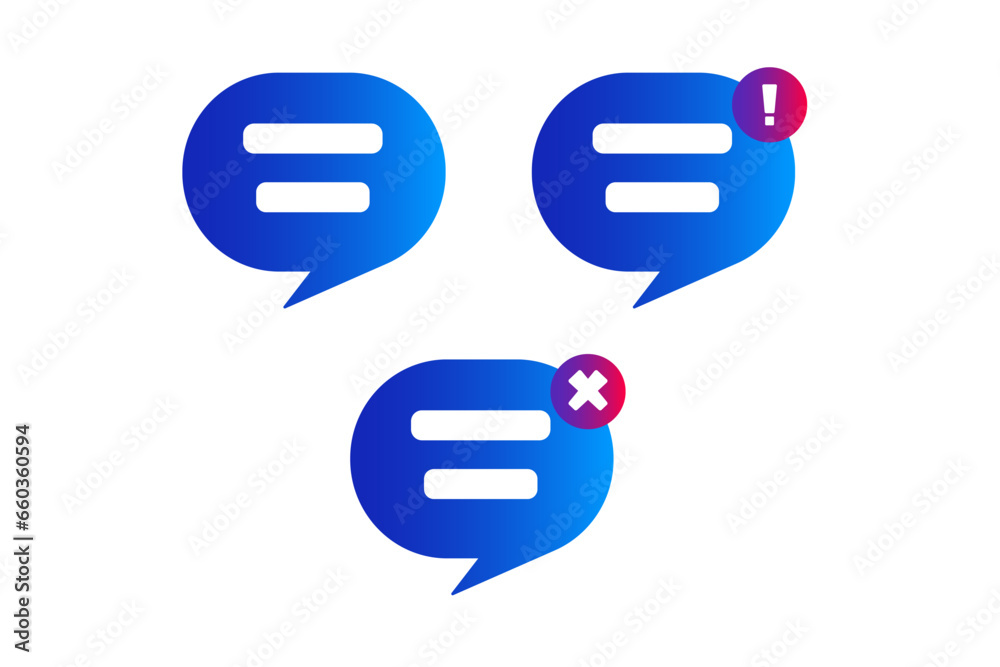 Message icon set triple model with blue colour Message icon set triple model with blue colour