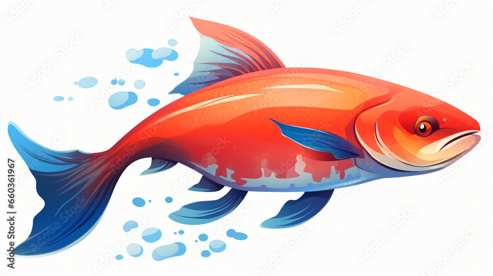 Image of salmon on white background. Fish. Underwater