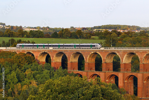 Goltzsch Viaduct, the largest brick-built railway bridge in the world, located in Saxony, Germany.